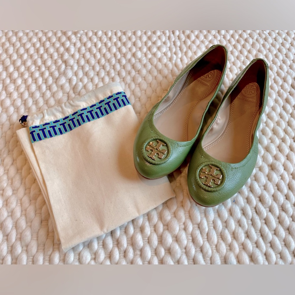 Tory Burch Minnie Ballet (Green) (Size 6.5)